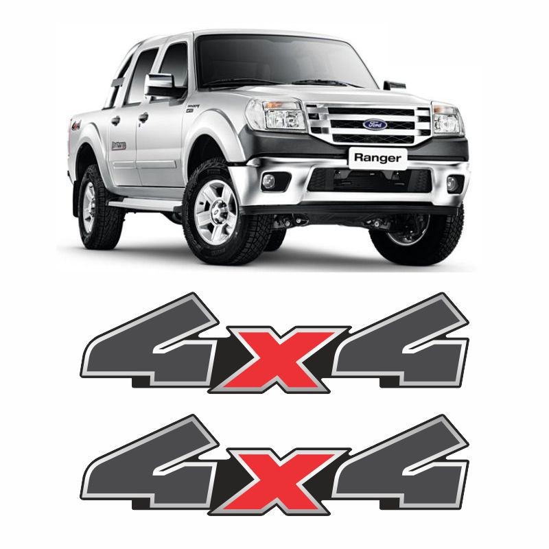 Par de Adesivos 4x4 Compativeis C/ Ranger 2009/2012 Completo