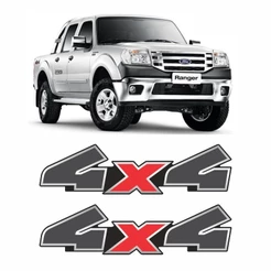 Par de Adesivos 4x4 Compativeis C/ Ranger 2009/2012 Completo
