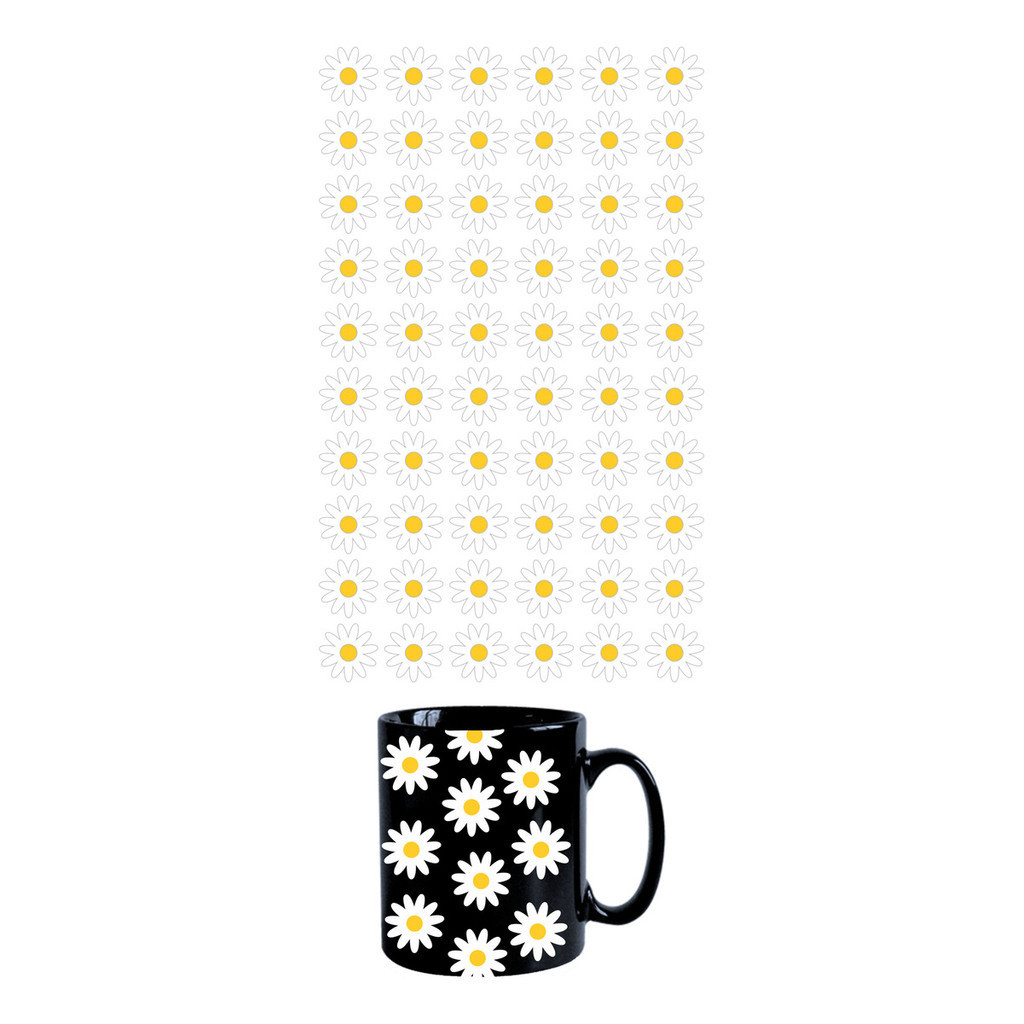 130 Adesivos Cartela DTFUV Mini Margaridas Impermeável em Oferta na Shopee