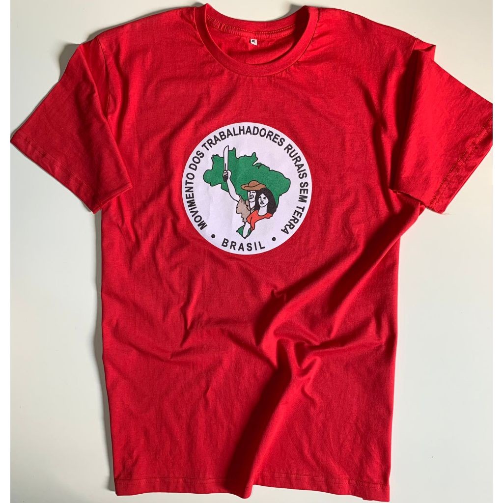 Camiseta Estampada "Sem Terra Movimento dos Trabalhadores Sem Terra"  Vamos Juntos Nessa Luta em Oferta na Shopee