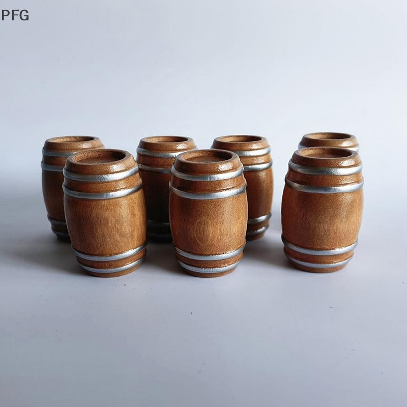PFG 1 : 12 Pequeno Vinho Tinto De Madeira Em Miniatura Barril Cerveja Design Bonito E Elegante Para Casa De Boneca Acess