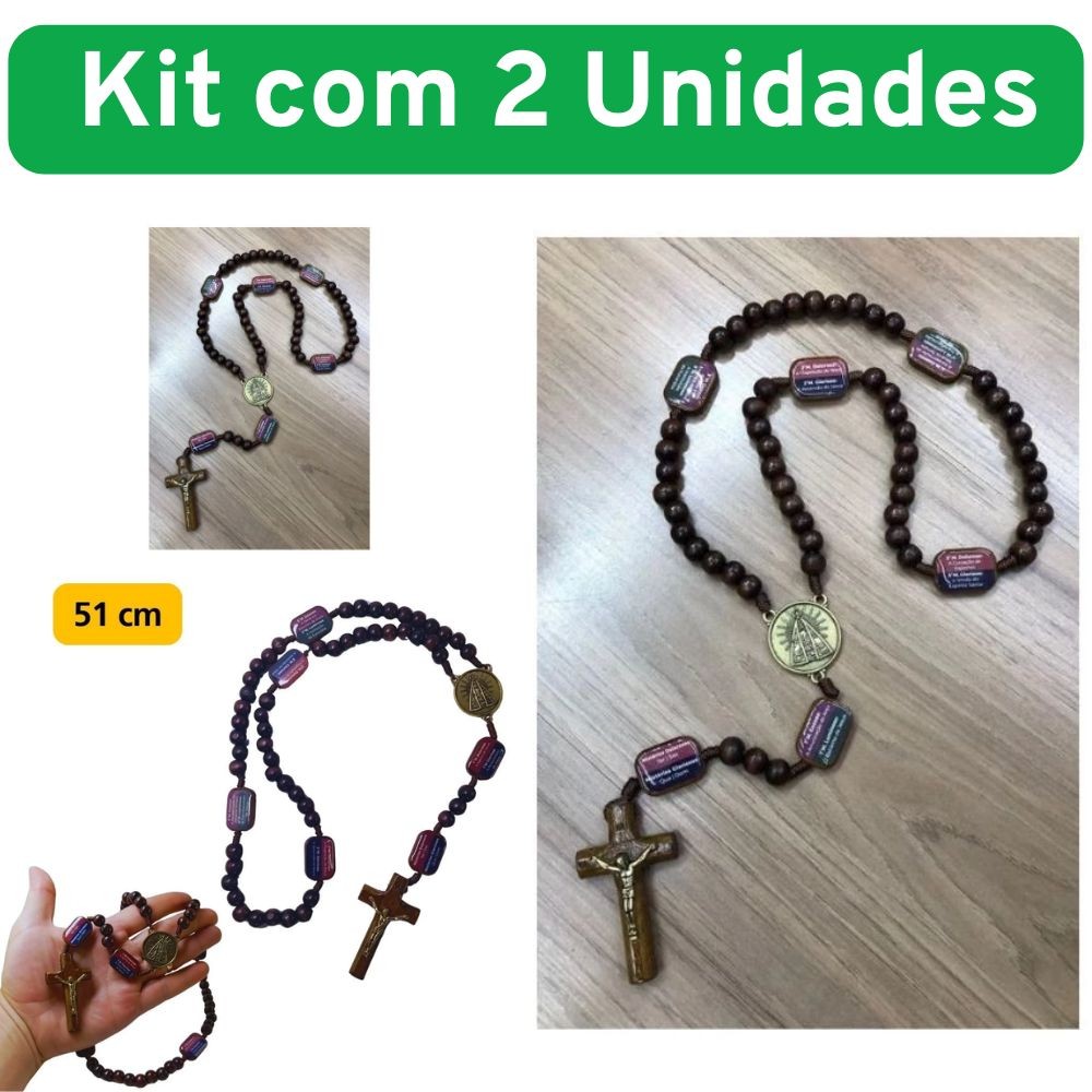 Terço Da Contemplação Dos Mistérios Madeira Nossa Senhora Aparecida Kit com 2 Unidades em Oferta na Shopee
