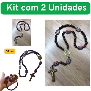Terço Da Contemplação Dos Mistérios Madeira Nossa Senhora Aparecida Kit com 2 Unidades em Oferta na Shopee