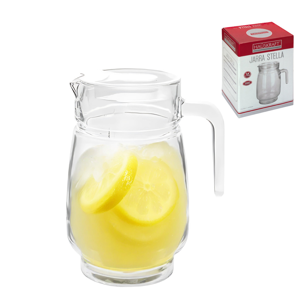 Jarra de Vidro Stella 1,4L Com Tampa Acrílica Para Água Suco