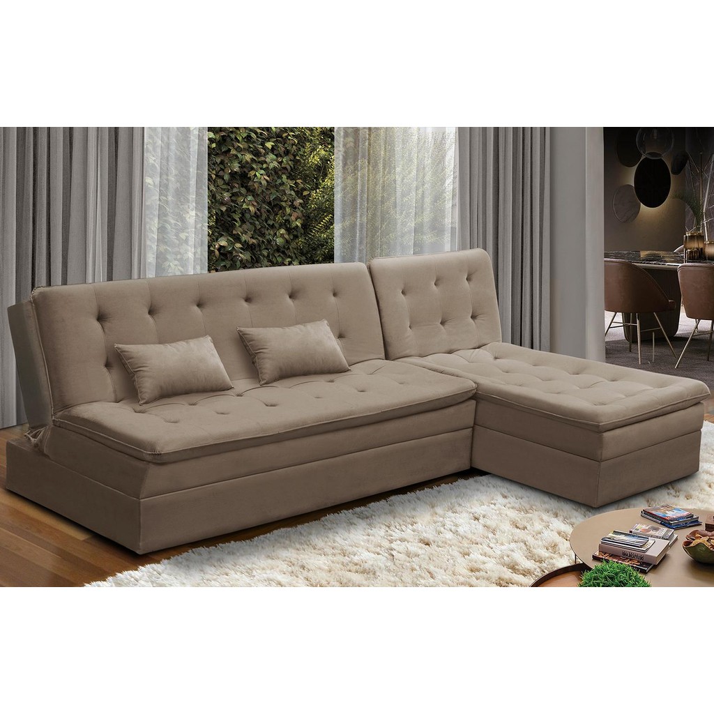 Sofá Cama King 5 Lugares 2,70m Alice Suede Várias Cores