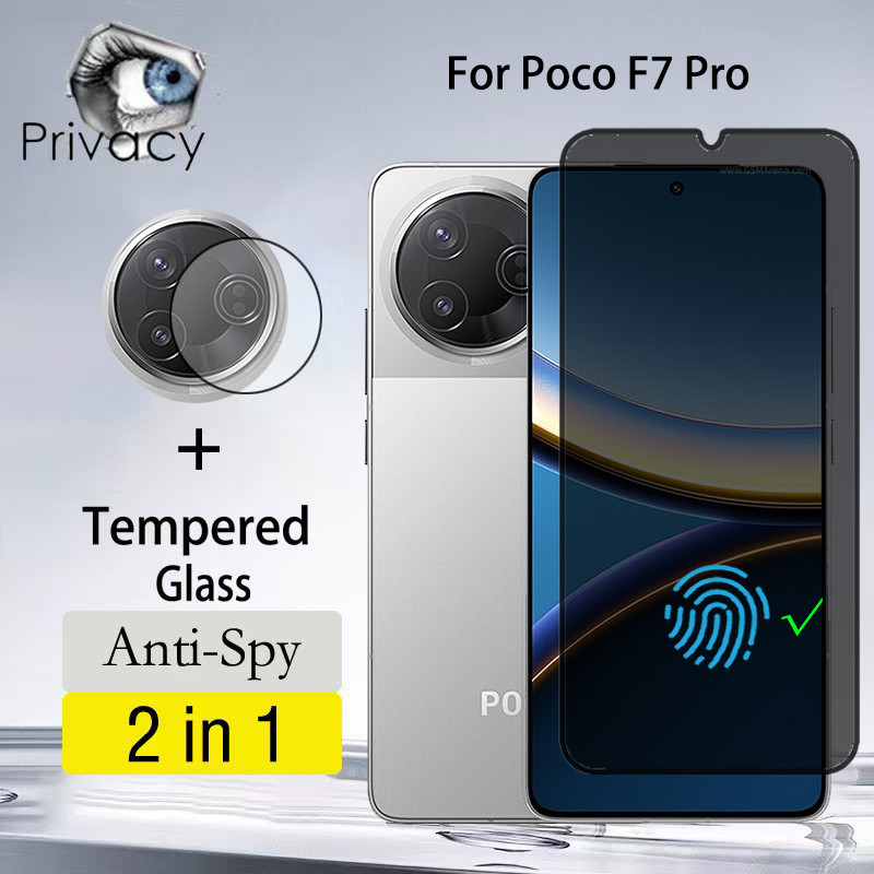 2 Em 1 Película Privacidade Poco F7 Pro Pelicula De Tela Anti-Espionagem Temperado Para Ultra 4G 5G Lente De Câmera