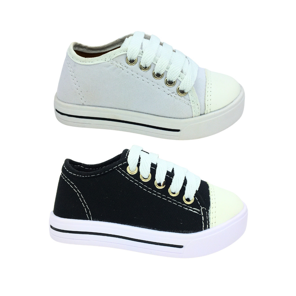 ∴ Kit 2 Pares De Tênis Infantil Menina e Menino Star Cano Baixo Antiderrapante