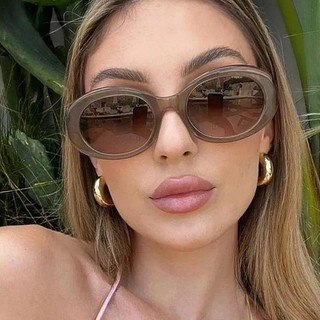 Novo Oval Geléia Cor Feminina Óculos De Sol Moda Amarelo Verde Tons UV400 Masculino Tendência Gradiente