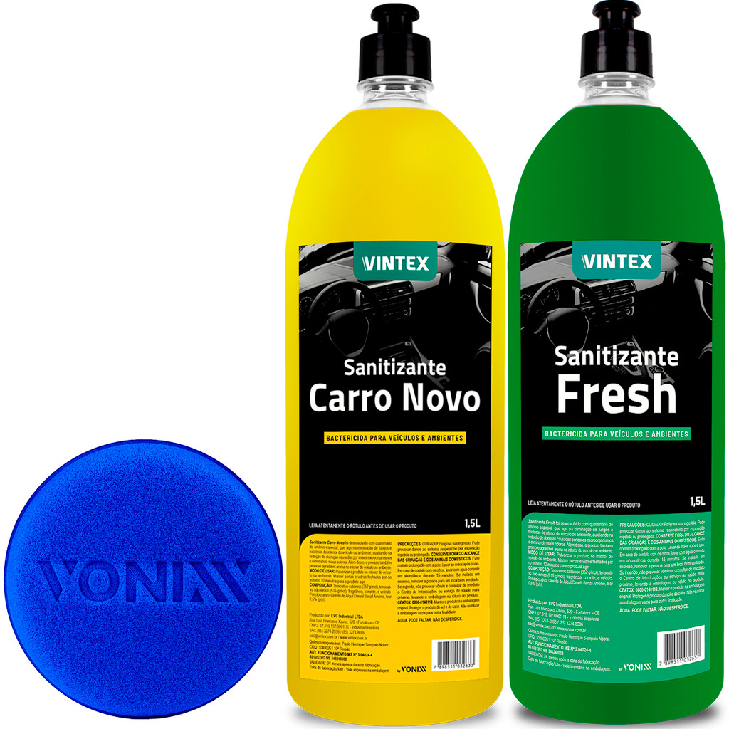 Kit Vintex Sanitizante Carro Novo + Aromatizante Fresh Vonix