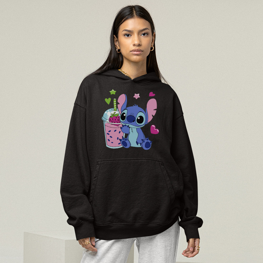 Moletom Feminino Desenho Lilo & Stitch Blusa De Frio Desenho Agasalho Com Capuz  Algodão