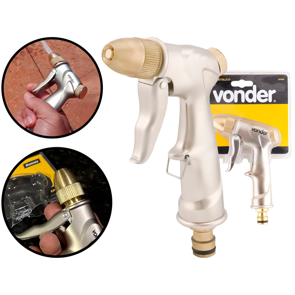 Esguicho Metálico Tipo Pistola Bico Regulável P/ Jardinagem Com Engate Rápido Vonder em Oferta na Shopee