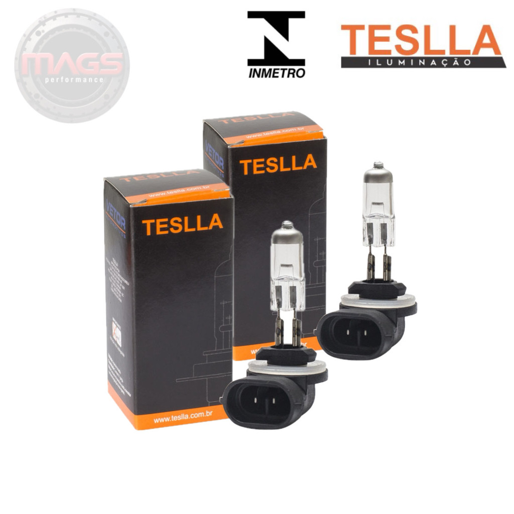 Par Lâmpadas Premium Farol H27 4300k / Hálogena Original Teslla