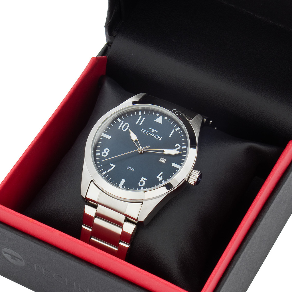 Relógio Prata Masculino Technos Militar Barato Original 2115TYN/1E - Watches