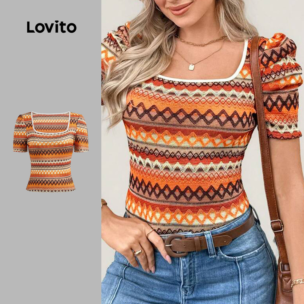 Lovito Camiseta Casual lisa Colorblock para mulheres LBL23561 - Women Clothes