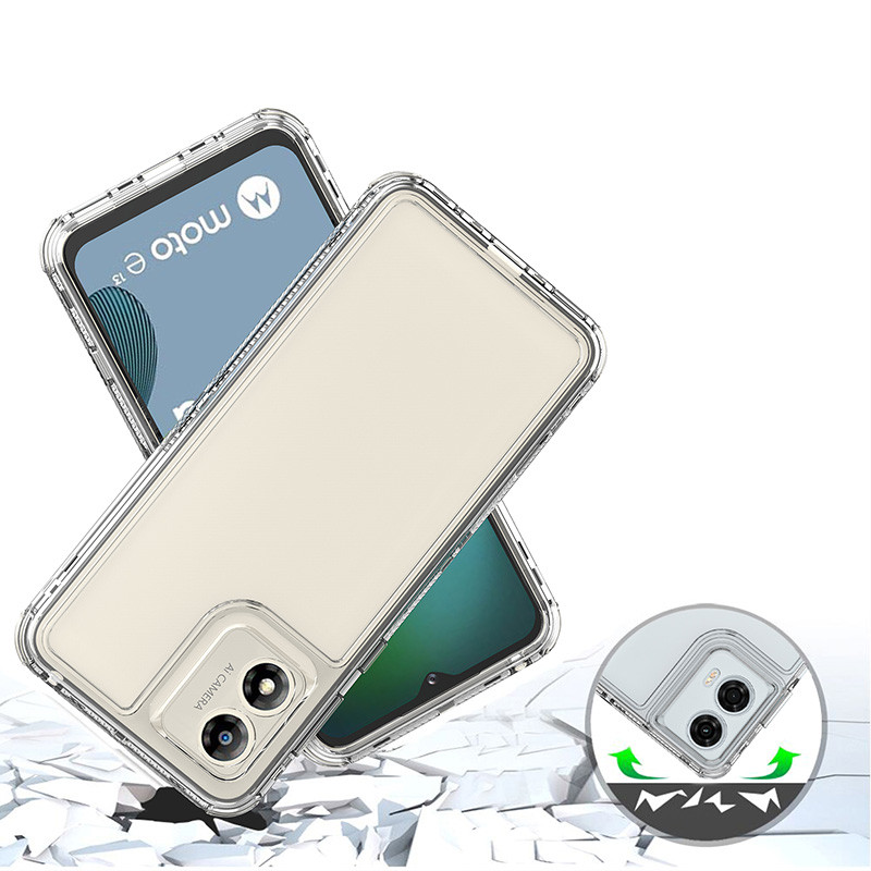 Para Motorola Moto E13 E14 E15 E40 E30 E20 Luxo Híbrido Acrílico Transparente Ca