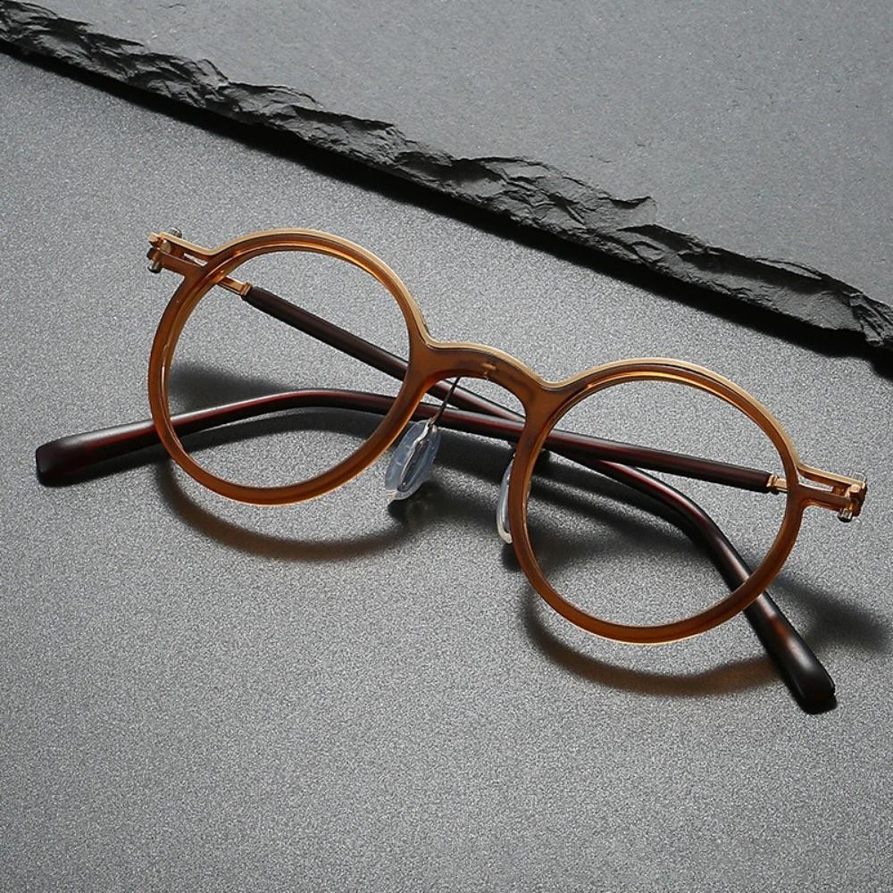 Retro Marca Design Luxo Moldura Redonda Armação De Metal Masculino E Feminino Ultraleve PC Moda Óculos