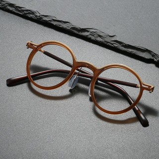 Retro Marca Design Luxo Moldura Redonda Armação De Metal Masculino E Feminino Ultraleve PC Moda Óculos
