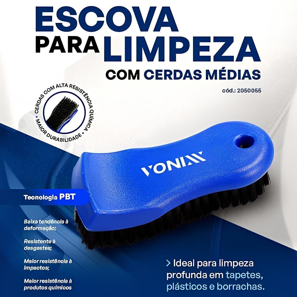 Detalhes do Escova Para Limpeza Cerda Média Tapete Pneus Plastico Vonixx
