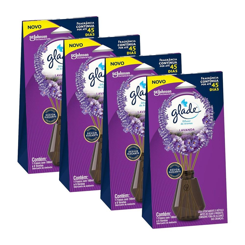 Kit 4 Difusor de Ambiente Glade Lavanda 100ml cada em Oferta na Shopee