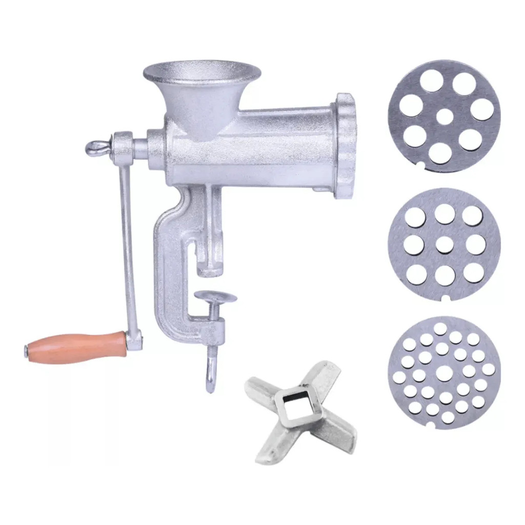 Moedor Carne Manual Boca 10 Kala Ferro Fundido 3 Discos em Oferta na Shopee