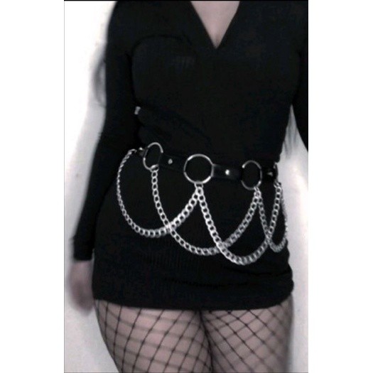 Cinto Gótico Com Argolas e Correntes Punk Rock/ E-girl/ Grunge/ Indie. em Oferta na Shopee