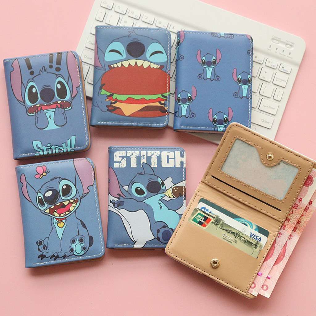 Carteira Multi-Cartão Stitch Crazy Bag Mickey com Bolso para Moedas para Mulheres e Crianças Estudantes Bolsa de Moedas/