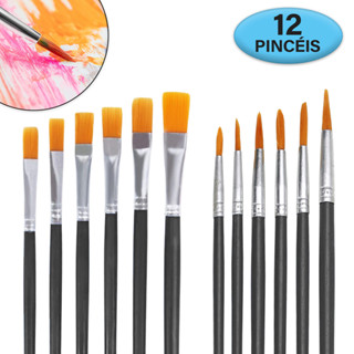 Kit Pincéis Para Pintura A Óleo Acrílica Guache Kit Pincel Ponta Fina Artesanato Ponta Reta Chata em Oferta na Shopee