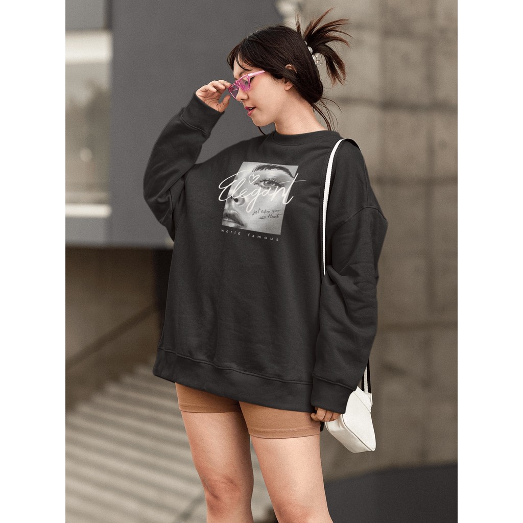 Moletom Blusa de Frio Básico Estiloso Feminino Estampado Gola Redonda Confortável 100% Algodão.