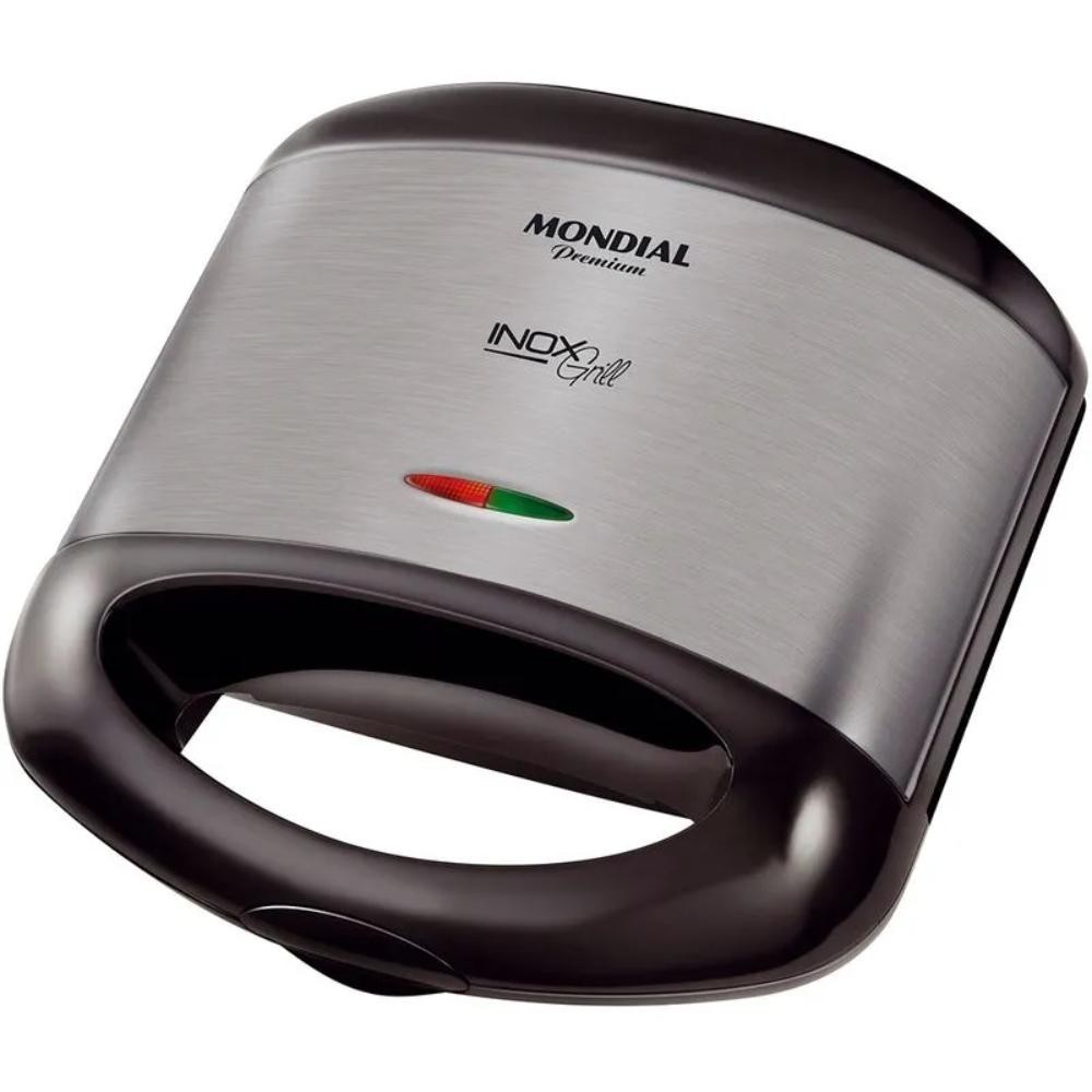 Sanduicheira e Grill Mondial Premium 2 em 1 Revestimento Antiaderente Preto/Inox 127V - S-07