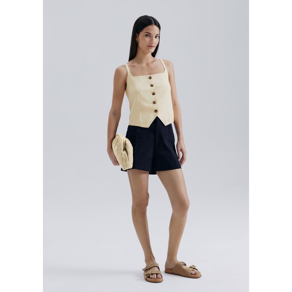 Shorts Feminino Em Alfaiataria Hering em Oferta na Shopee