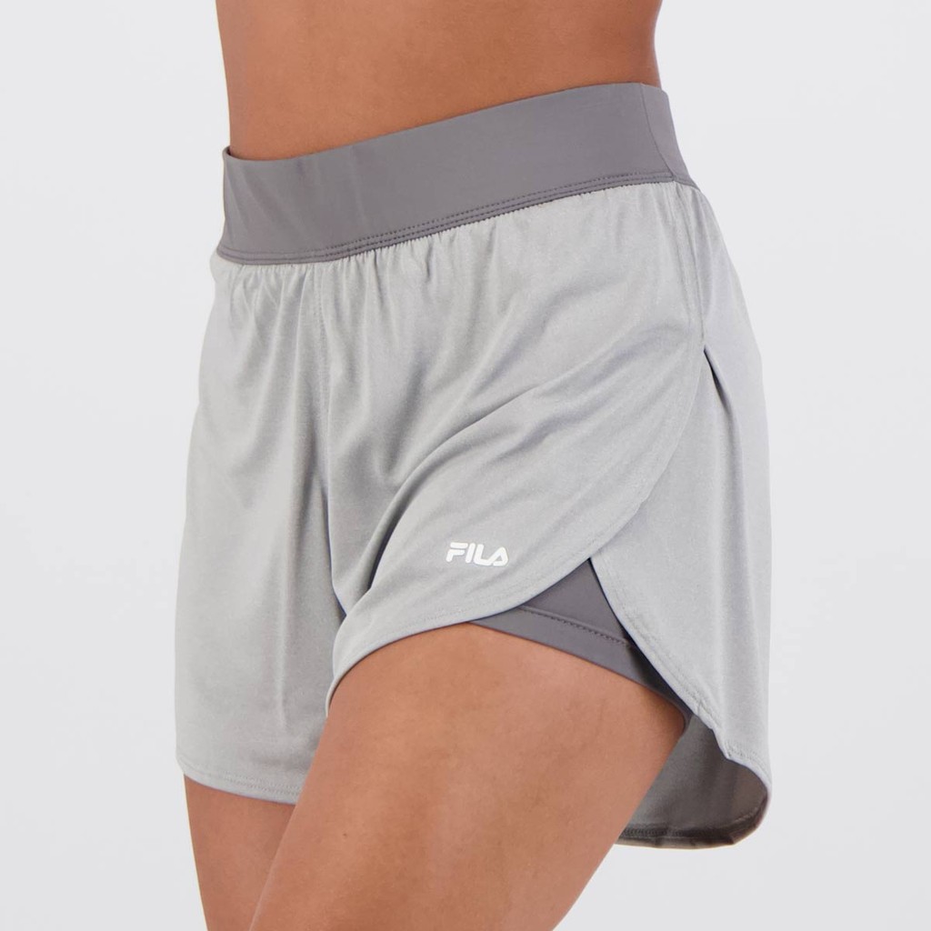 Shorts Fila Basic Train Double II Feminino Cinza - Women Clothes