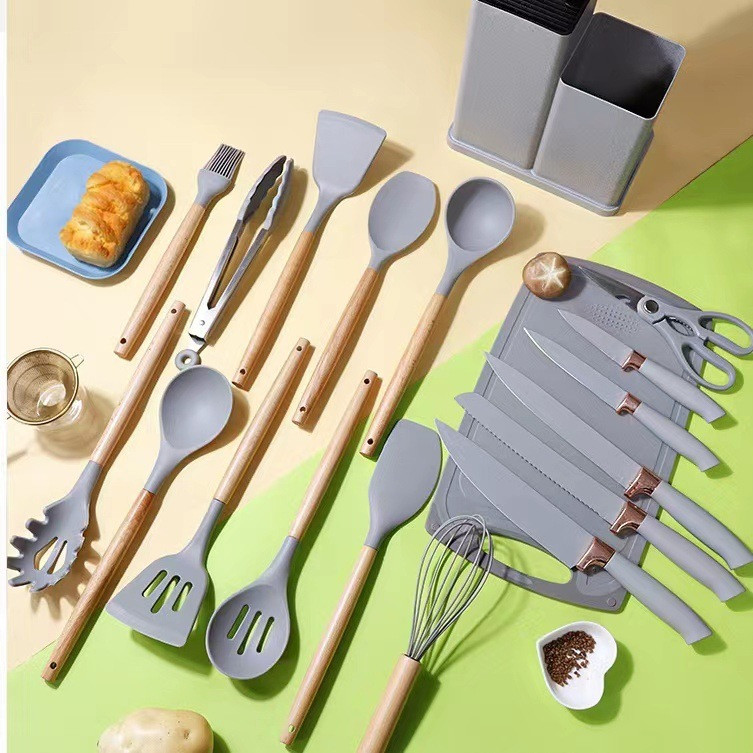 Kit 19 Peças - Jogo de Utensílios de Cozinha em Silicone Completo - Antiaderente e Resistente ao calor