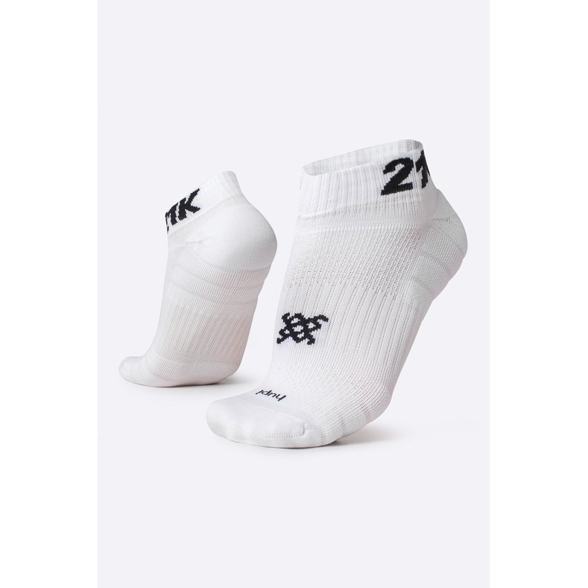 Meia Curta para Corrida HUPI - Running Pro 21K Branco – Corrida, Ciclismo e Multi Esportes - Meia de Poliamida