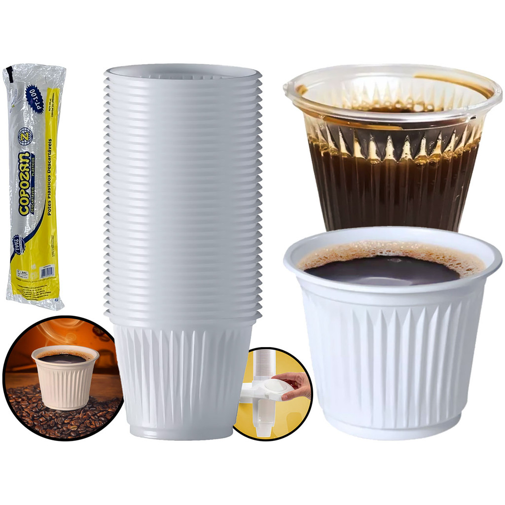 Pacote 100 Copo Copinho Pequeno Para Café Chá 50ml Descartável Plástico Copozan em Oferta na Shopee