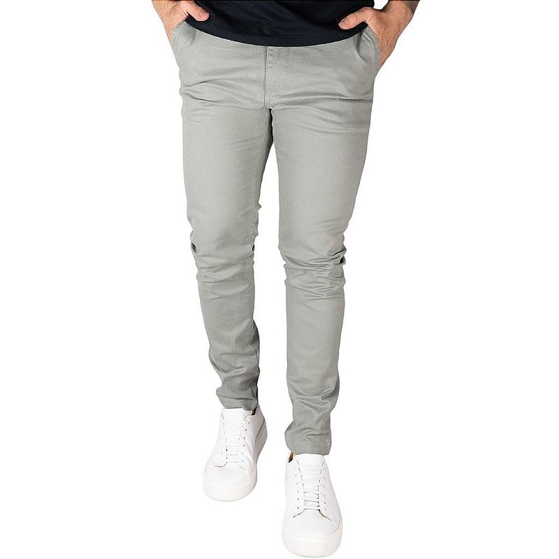 Calça Sarja Masculina Social Slim Cinza