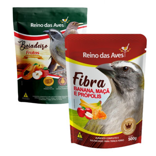 KIT BOIADEIRO FRUTAS  PREMIUM 500g e FIBRA BANANA, MAÇÃ E PRÓPOLIS 500g - REINO DAS AVES em Oferta na Shopee