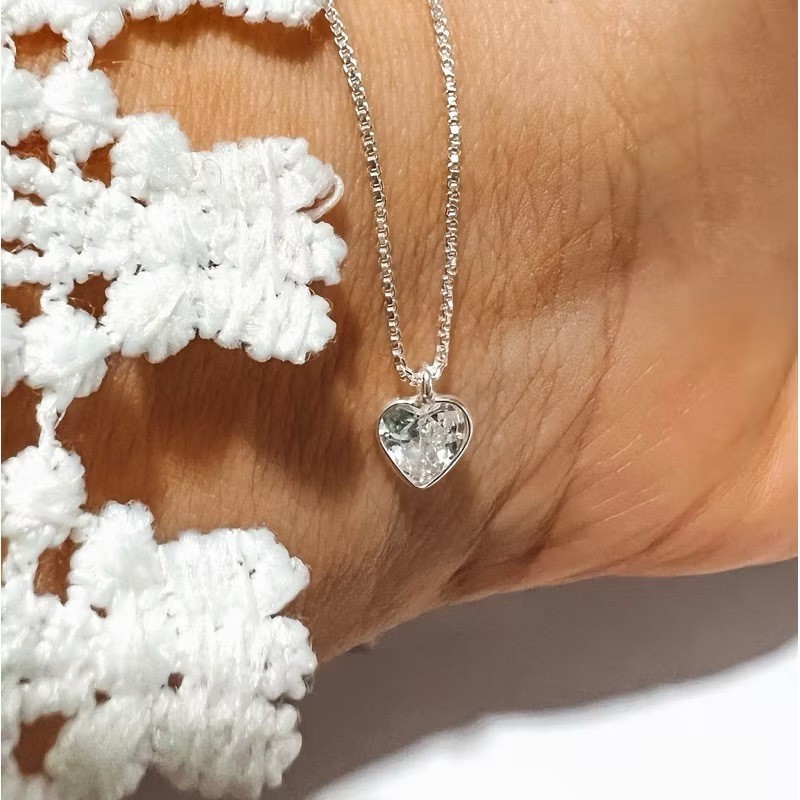 Colar Corrente Pingente Ponto de Luz Coração Pedra de Zircônia 45 cm Prata 925 em Oferta na Shopee