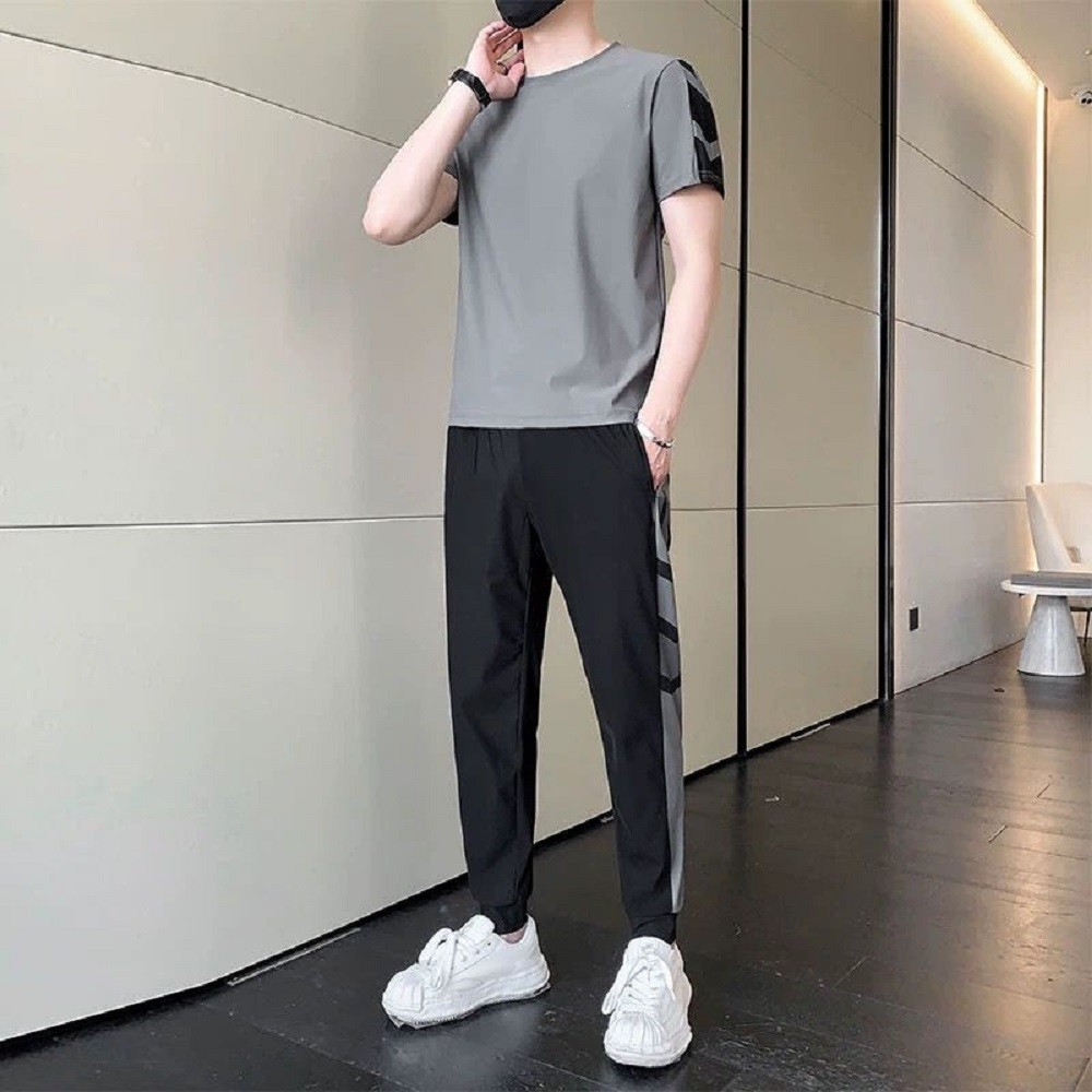 Calça Jogger Preta Masculina Dry Fit Fitas Esportiva