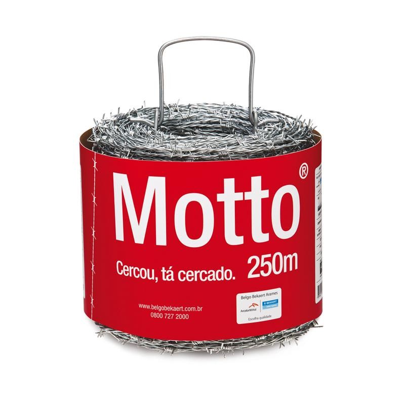Arame Farpado Belgo Motto 250m F16 Galvanizado Reforçado Para Cerca