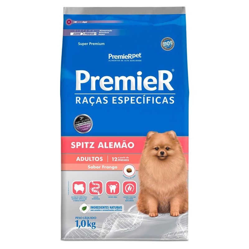 RAÇÃO PREMIER RAÇAS ESPECÍFICAS SPITZ ALEMÃO ADULTOS FRANGO 1KG