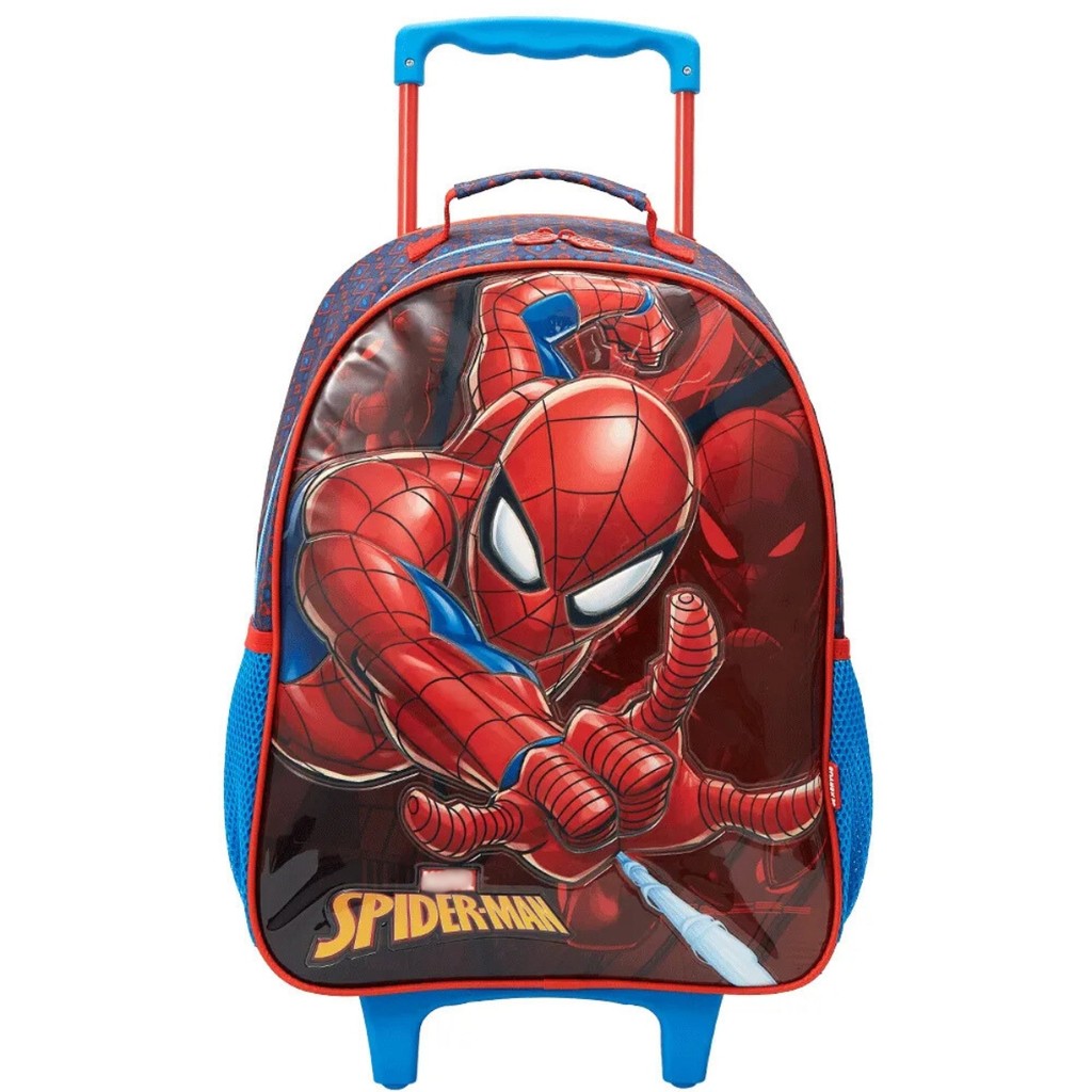 Mochila Infantil Escolar C/ Rodas 18l Homem Aranha Cor Azul