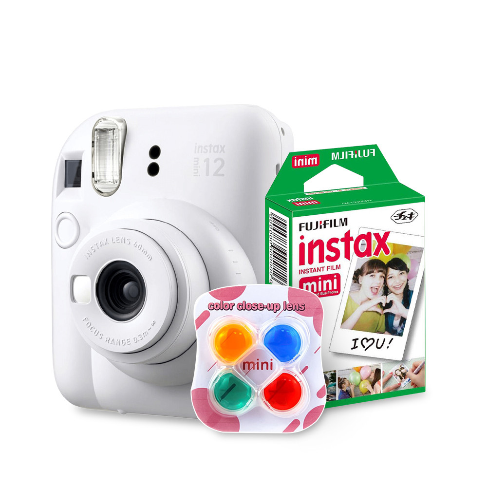 Câmera Instax Mini 12 Branca com Lentes Color Instax Mini 4 cores