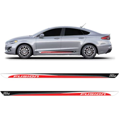 Kit Faixa Lateral Ford Fusion 2013 Ate 2021 Adesivo Vermelho