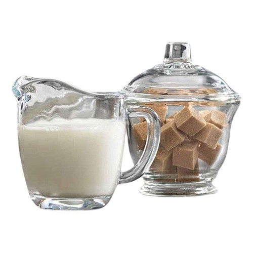 Jarra + Pote Açucareiro Vidro 200 Ml Mesa Posta Cafe kit Wincy 2 Peças Mesa Posta