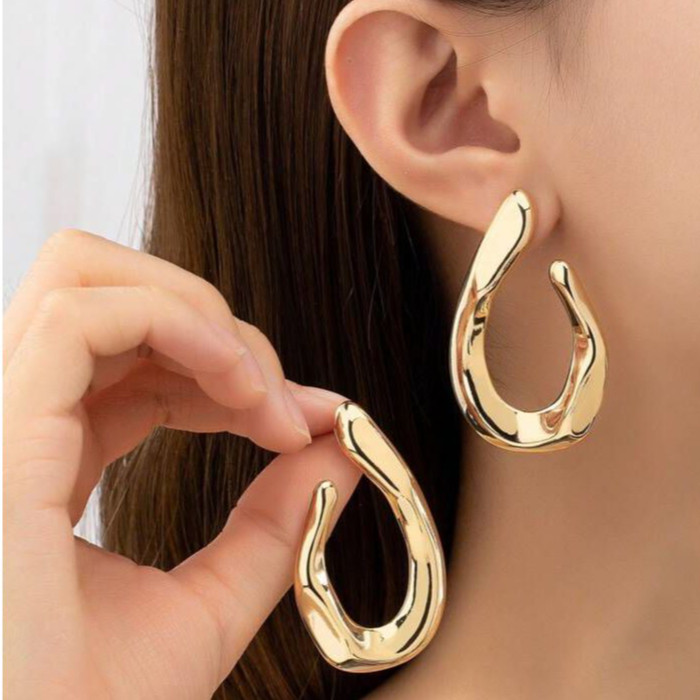 Brinco Organico Tendencia Formato de Gota D`Agua Duas Pontas Moda Blogueira — imagem 2 de 2