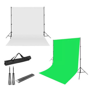 Kit Suporte Fundo Estúdio Fotográfico Branco Verde Com Tripe  2*3m