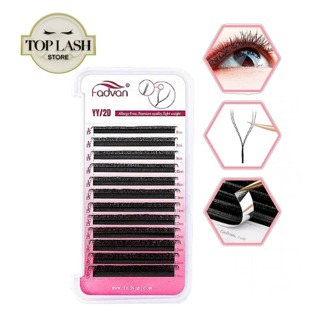 Cílios Fadvan YY Volume Brasileiro 0.07 Mix | Curvaturas C, D, L, M e U Original em Oferta na Shopee
