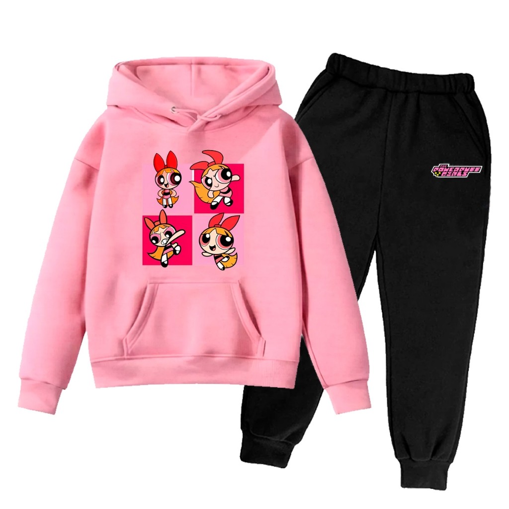 Kit Conjunto Infantil Moletom Flanelado e Calça Agasalho Meninas Super Poderosas Menina 100% Algodão Envio Imediato