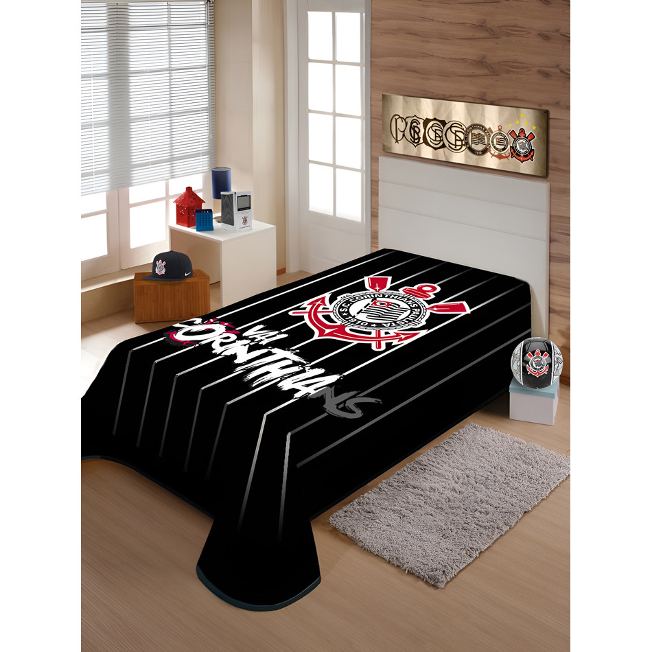Cobertor Solteiro 150x220cm Raschel Plus Times Licenciado Toque Macio Anti Alérgico Manta Jolitex