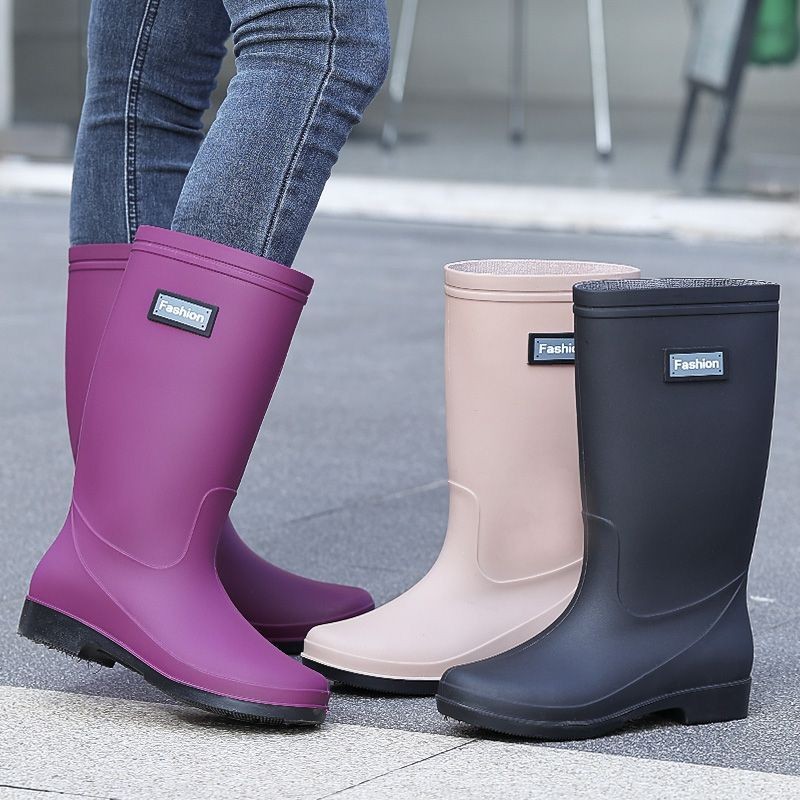 Loja Botas de chuva de cano alto Botas de água espessadas moda impermeável antiderrapante sapatos de água sapatos de bor em Oferta na Shopee